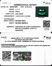 2.11/CT Natural Panna Stone with Govt. Lab Certificate (12210)